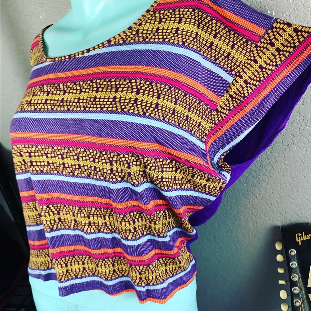HIP Rayon Boho Hippy Crop Top small oversized